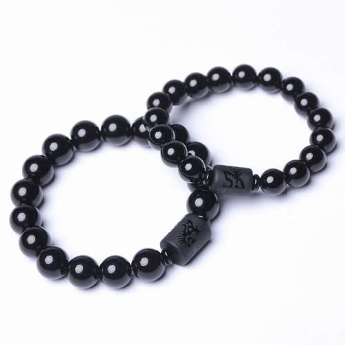 Gelang Yoga Couple Natural Black Obsidian