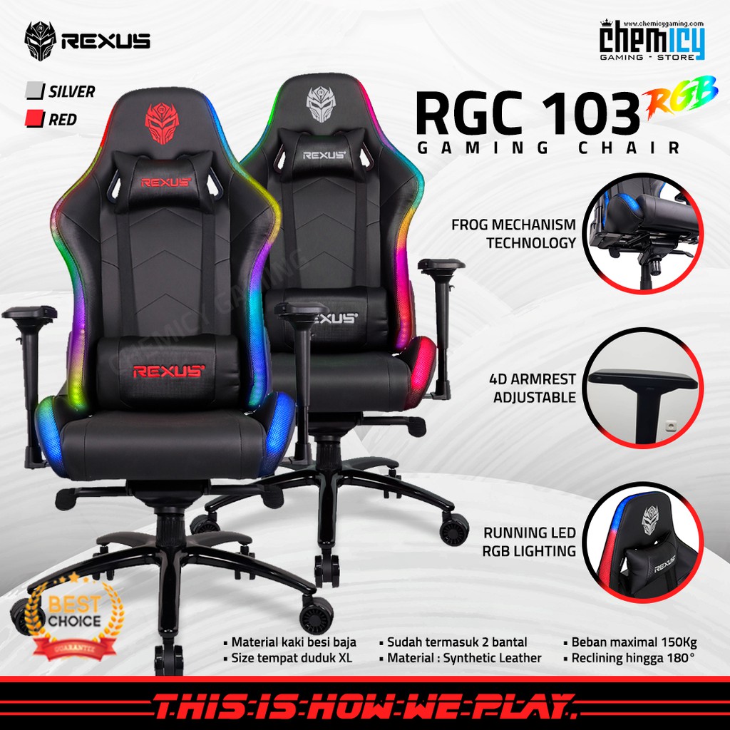  Rexus  Gaming  Chair Kursi Gaming  RGC 103 RGB Shopee 