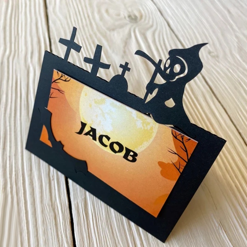 Zzz Cetakan Stensil Cutting Dies Motif Tema Halloween Bahan Metal Untuk Scrapbook / Craft DIY