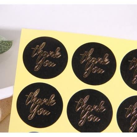 Paper Tags Sticker THANK YOU - Round Black 4 Style (1sheet/12pcs)