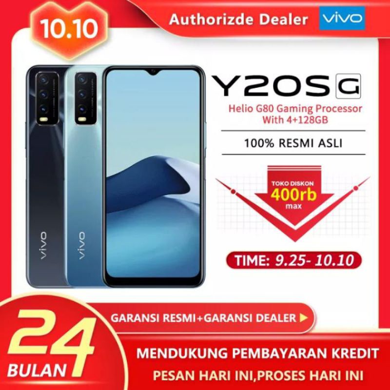 (TERBARU 2021 HP PROMO) Vivo Y20SG hp Ram 3, Ram 4, Rom 128GB baterai 500mAh (TYP) 18W FlashCharger
