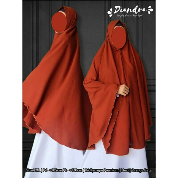(DIANDRA HIJAB)Jilbab Bergo Instan XXL NonPet Kerudung Wollycrepe Khimar Jumbo Syari Dewasa