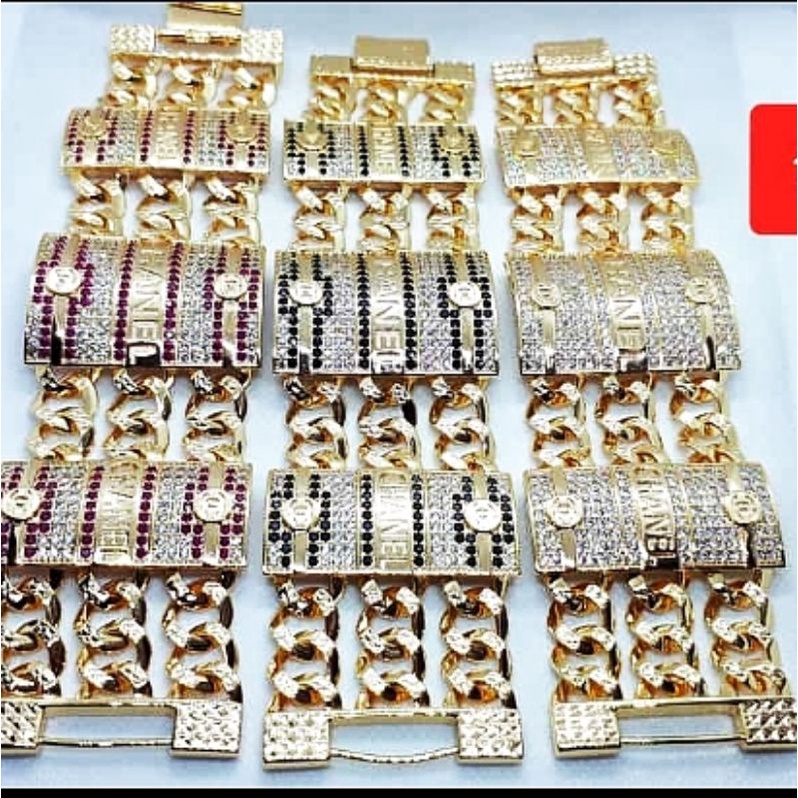 Gelang xuping lapis emas 24k rante plat besar super mewah .