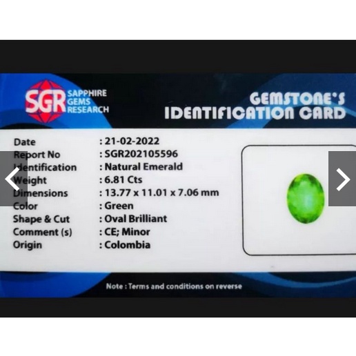 Batu permata natural zamrud colombia+memo