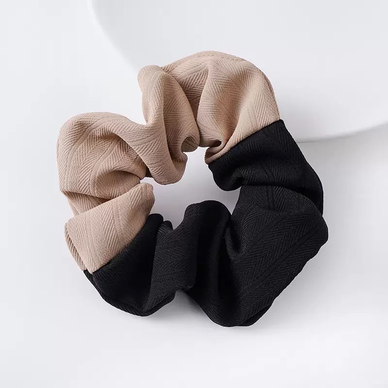 Srunchie Ikat Rambut Premium / Cepol Kain Dua Warna Casual Fashion Korean Import-AR-127 #8 CoklatHtam