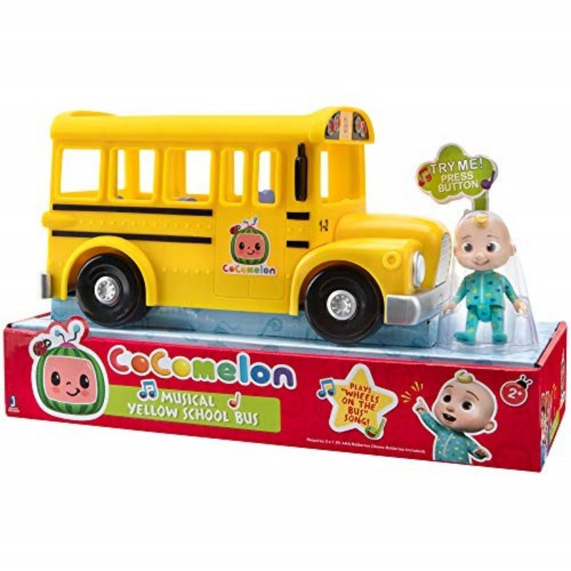 Cocomelon Musical JJ Figure Yellow School Bus Wheels On The Bus Original