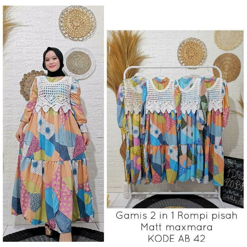 GAMIS + ROMPI VEST RAJUT / Set Gamis Rompi Rajut