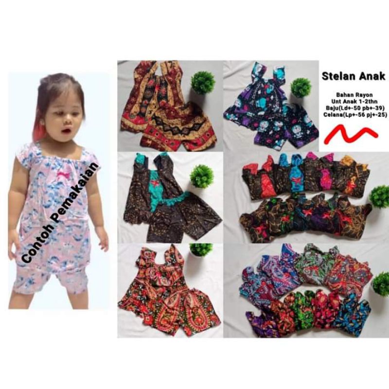 SETCEL (BABYDOL) Usia 1-2th Grosir baju anak perempuan cantik rayon murah santai bayi motif-3