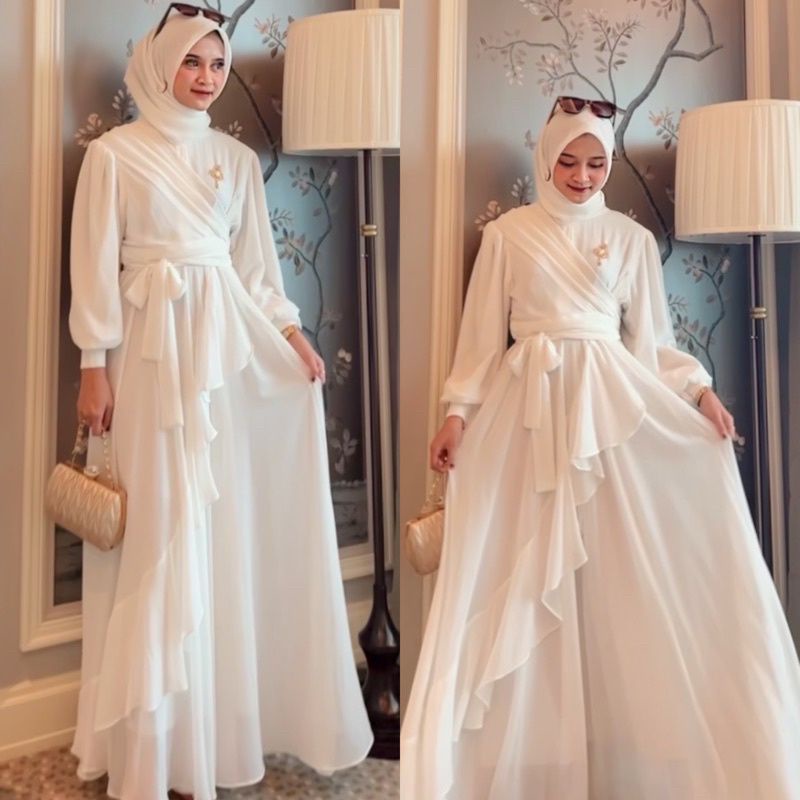 Meyhira Maxi Dress Gamis Ceruty Babydoll Premium Dress Muslim Kondangan Wanita