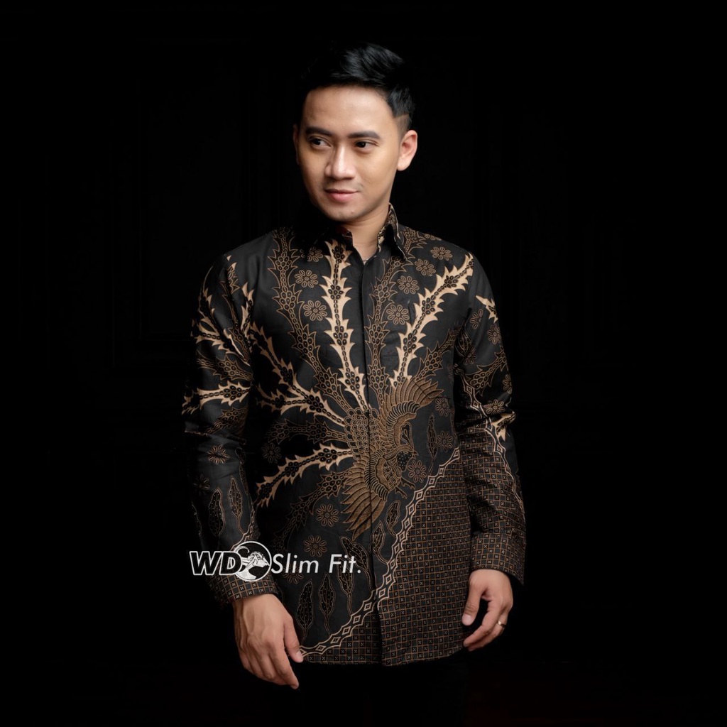 Batik Pria Lengan Panjang BATIK BERKAHTURAH SIZE M L XL XXL BSWART BatiK HRB026 Kenongo Hem Panjang Padi