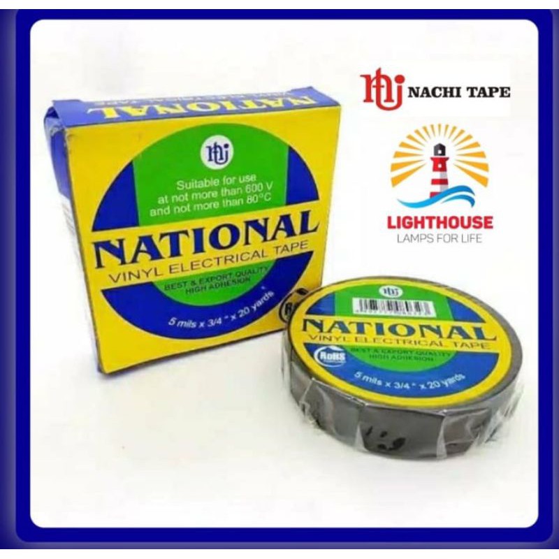 

National Isolasi Listrik Hitam 20 yards Nachi Tape