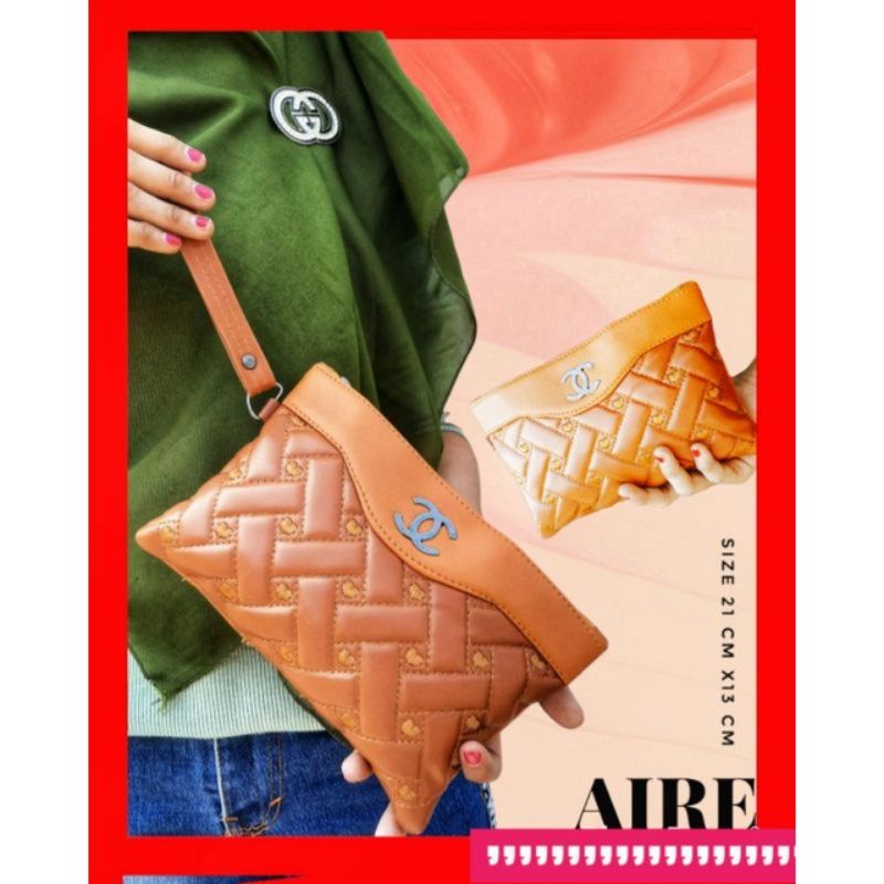 Dompet Wanita AIRE Pouch Serbaguna Tempat Hp Kosmetik Embos