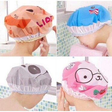 SHOWER CAP PLASTIK MOTIF / TOPI MANDI TUTUP KEPALA / BISA DIPAKAI UNTUK TUTUP MAKANAN