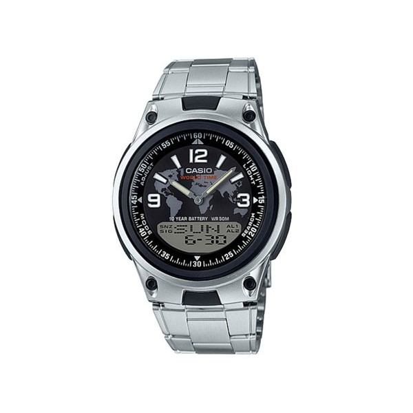 AW80D-1A2 jam tangan CASIO pria original tali stainless original peta