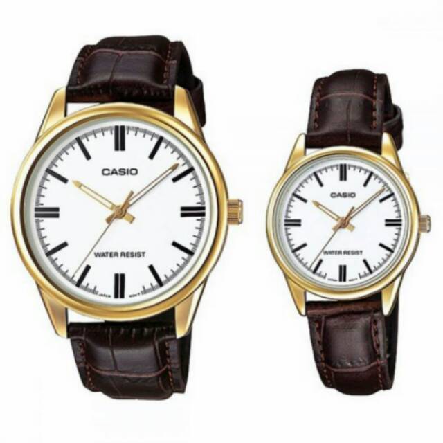 JAM TANGAN COUPLE CASIO KULIT SIMPLE ORIGINAL GARANSI INTERNASIONAL TAHAN AIR ELEGANT..