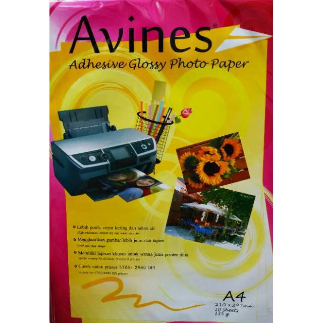 

Avines Fotopaper Sticker Glossy Avines 135gr-Photo Paper Sticker(20lembar)