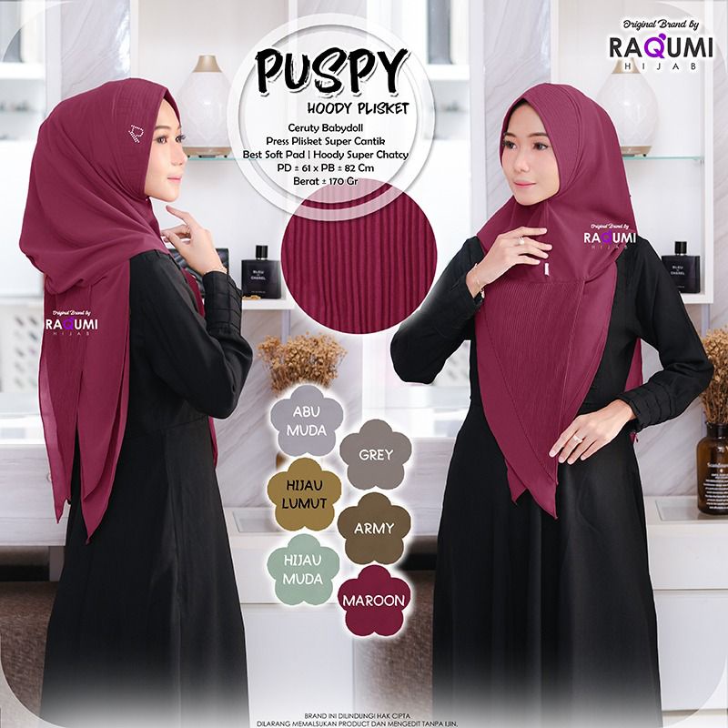 PUSPY HOODY PLISKET HIJAB / RAQUMI