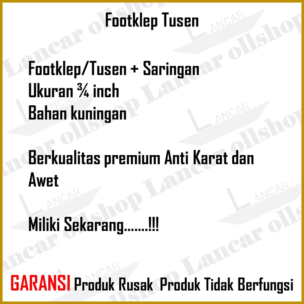 Foot klep kuningan 3/4