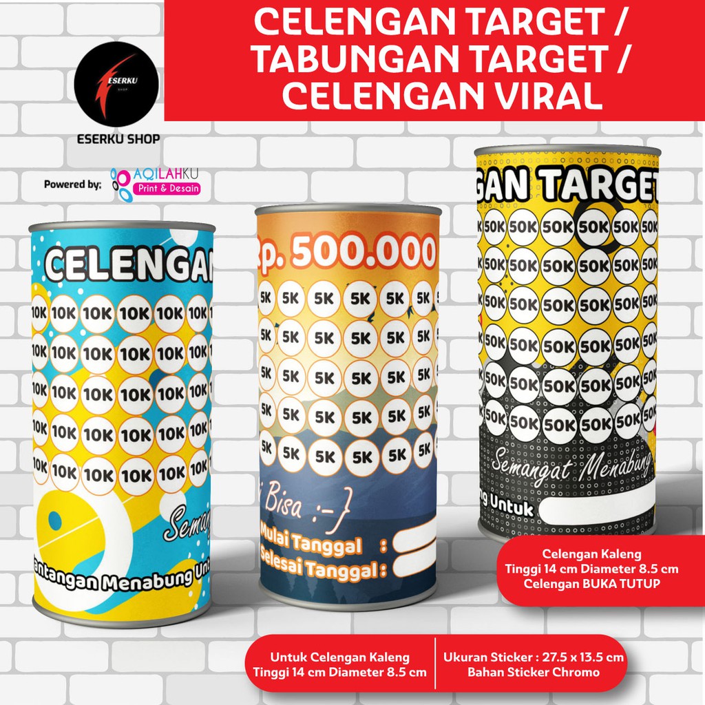 (BISA COD)CELENGAN TARGET / TABUNGAN TARGET / CELENGAN VIRAL DESAIN KEREN
