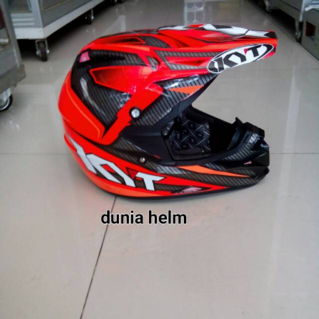 Helm kyt cross over super fluo red fluo/ black