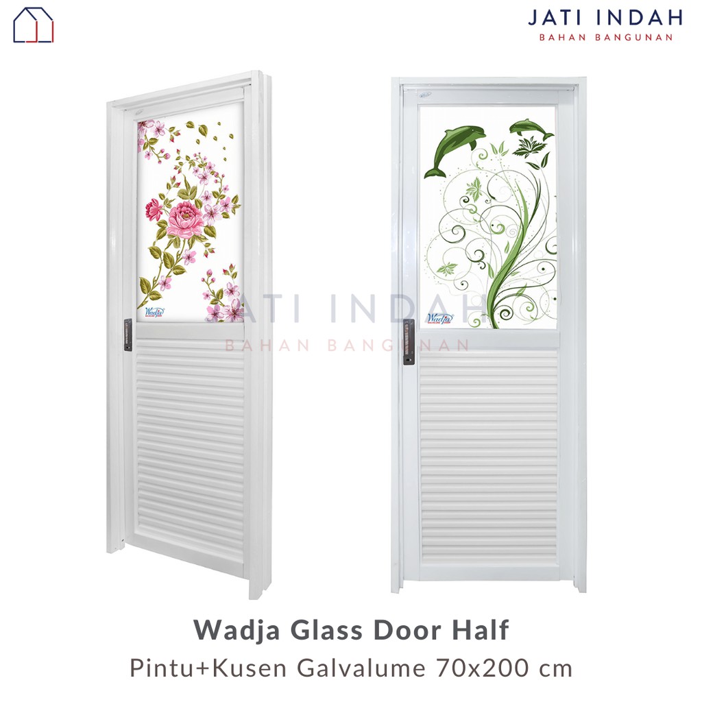 Wadja Glass Door Pintu Kaca + Kusen Galvalume Warna Putih / Pintu Kamar mandi Toilet