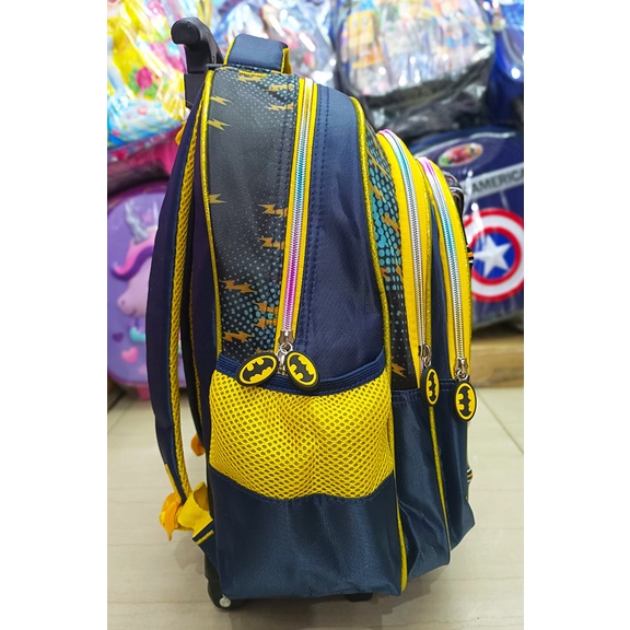 TAS TROLLEY DORONG ANAK SEKOLAH SD LAKI LAKI JAGOAN KELELAWAR DINO DINOSOURUS ALUCARD GLOSSY / EMBOS TIMBUL 3RESLETING IMPORT ( Alucard - OSH - GLITER 16&quot; )