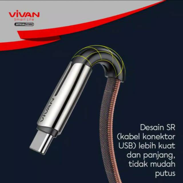 VIVAN Kabel Data Type C BTK-C Fast Charging Original 3A - 1M - Garansi Resmi 1 Tahun