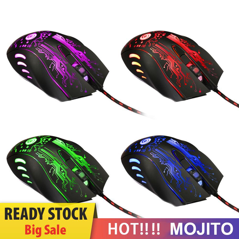 MOJITO 3200DPI LED Optical 6D USB Wired Gaming Game Mouse Pro Gamer Mice For PC