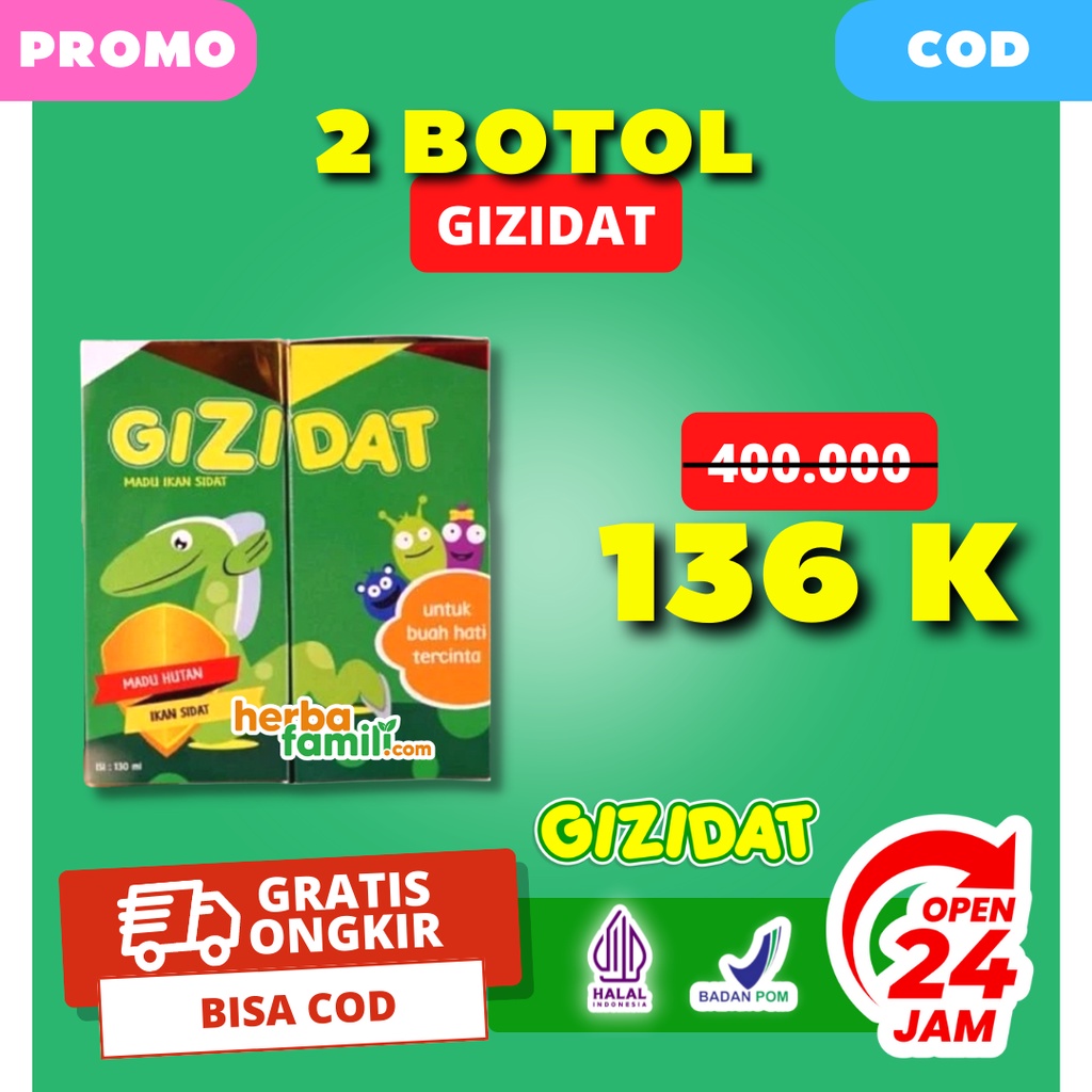 2 BOX GIZIDAT 100% ORIGINAL 2 BOX | Vitamin Anak/Bayi Nafsu Makan Ori Official Store Asli Penambah Nafsu Makan Anak Secara Alami Tanpa Efek Samping GIZIDAT