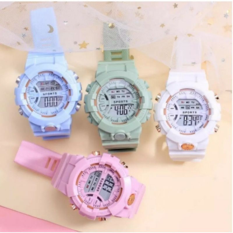 JAM TANGAN PRIA WANITA DIGITAL RUBBER SPORT BULAT LED GROSIR MURAH COUPLE