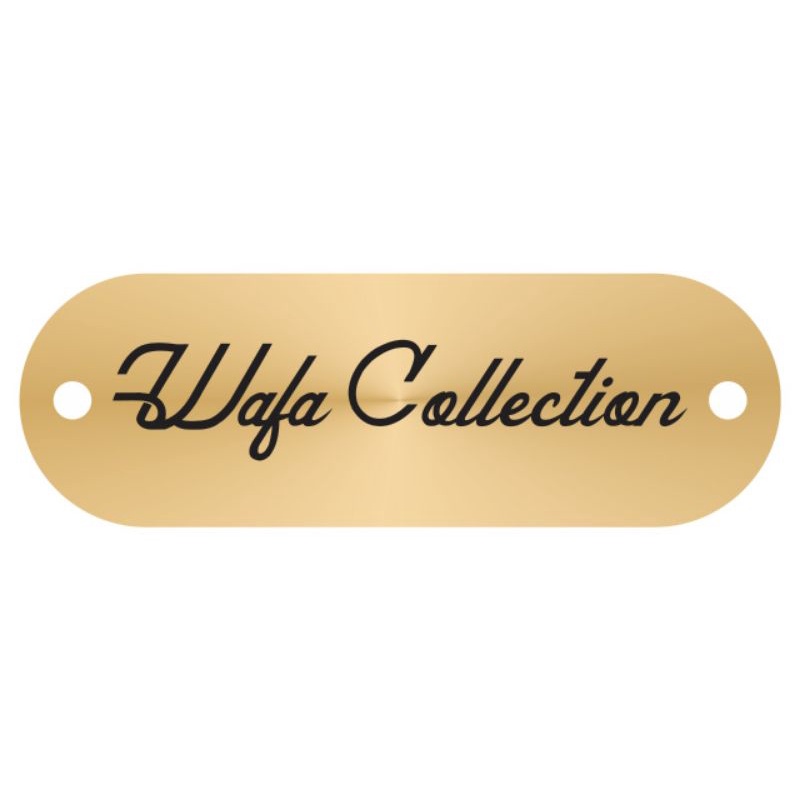 

label akrilik Wafa Collection gold ukuran 1*3 cm 100 pcs tulisan hitam
