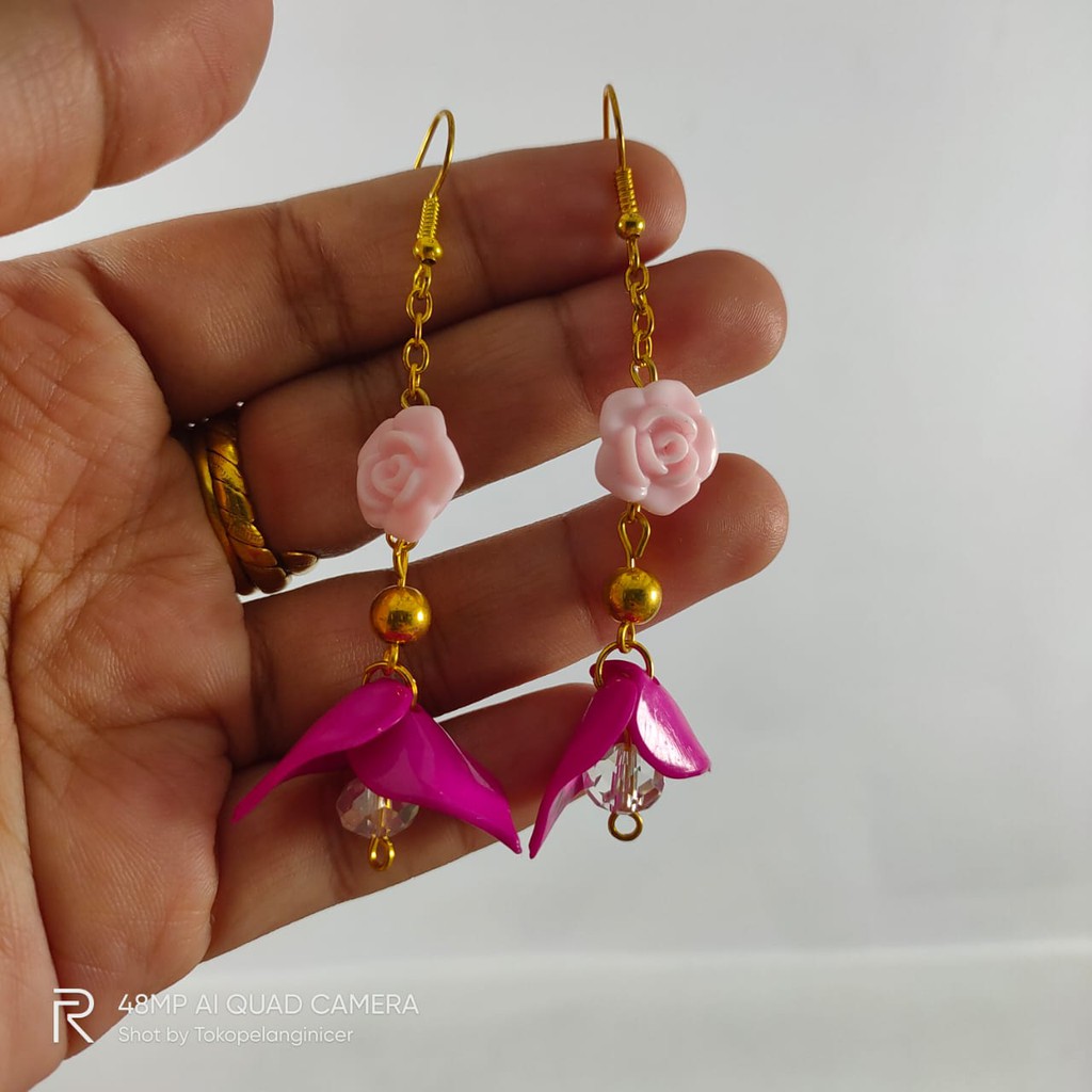 Anting Mawar mini style  Korea Dobby Bells Earrings Handmade By Tokopelanginicer