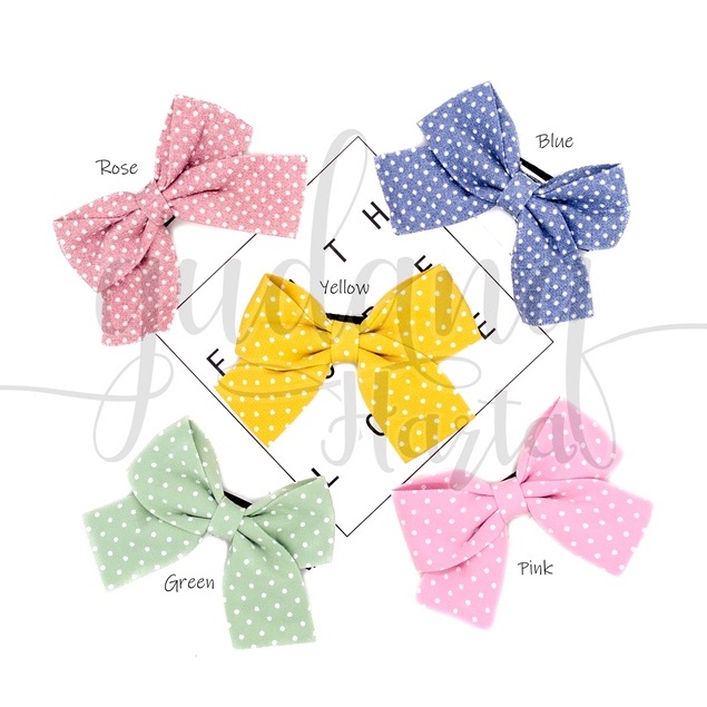 Jepit Rambut Polkadot Simple Bow Hairclip Motif Unik GH 213907