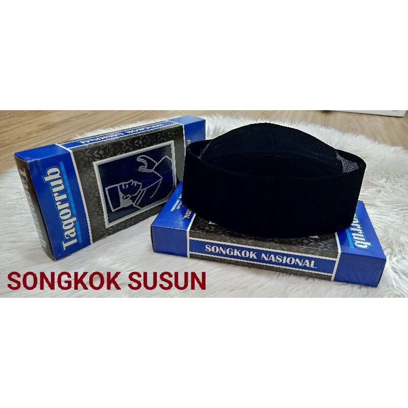 Songkok Susun / Kopyah Susun Hitam Polos / PECI SONGKOK KOPYAH TAQORUB HITAM SUSUN