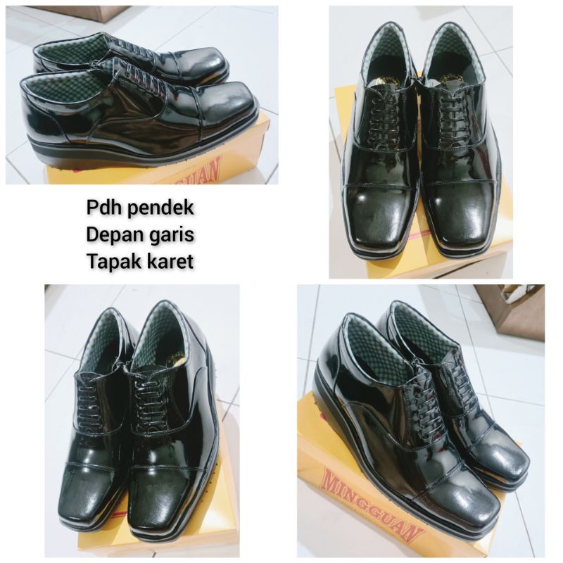 Sepatu pdh mingguan pdh pendek depan garis tapak karet