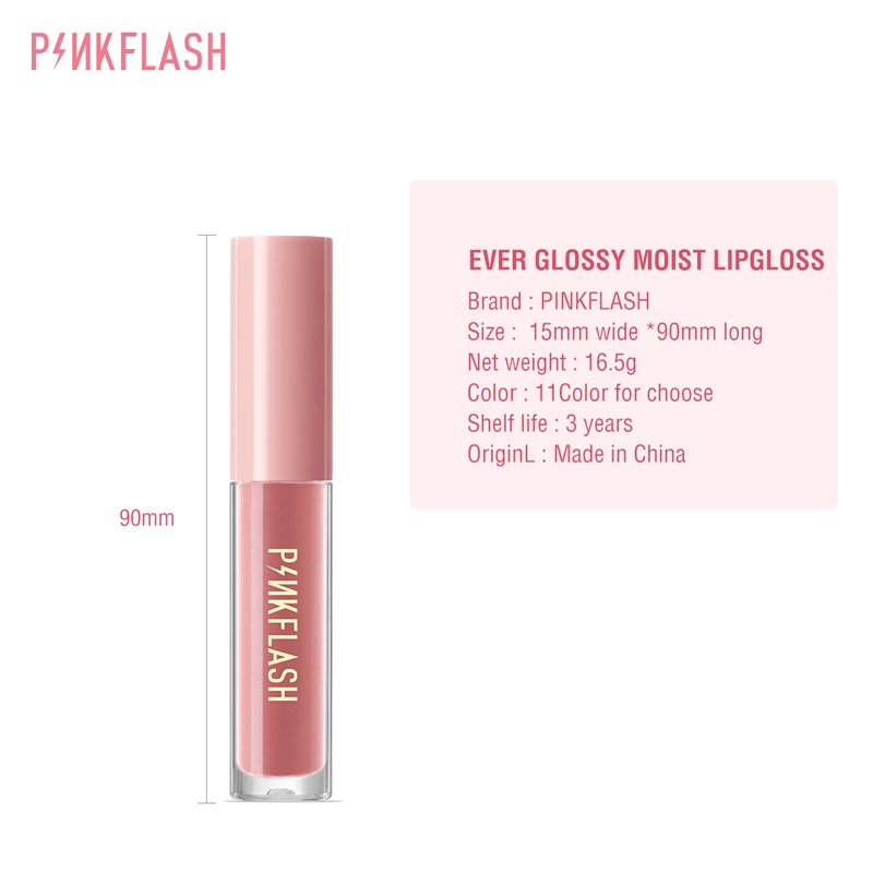 PINKFLASH #OhMyGloss Moisturising Plumpmax High Shimmer Liquid Lip Gloss Long-lasting Lip Plumper Waterproof Lip Glaze Lipstick PF-L02