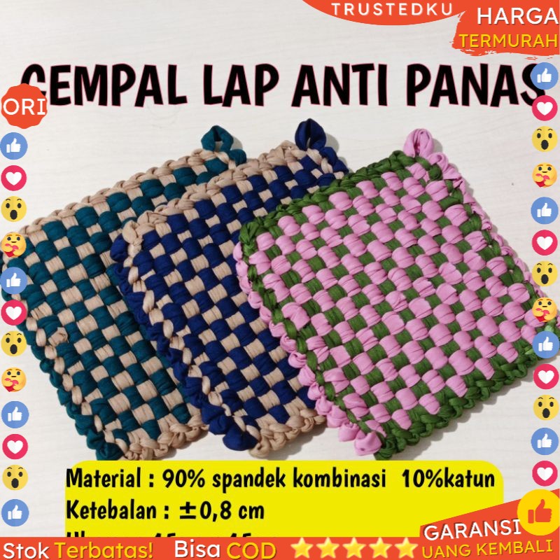 Cempal Ceumpal Pegangan Penahan Panas / Ceumpal Anti Panas / Cempal Panci Wajan Alas Teko Praktis Motif Handmade Kualitas Terbaik Termurah Cod Gratis Ongkir Peralatan Dapur Kitchen Masak