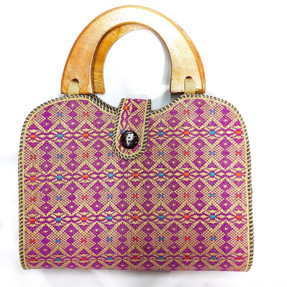 Grosir Spesial Tas Tote Bag Wanita Songket Handle Kayu