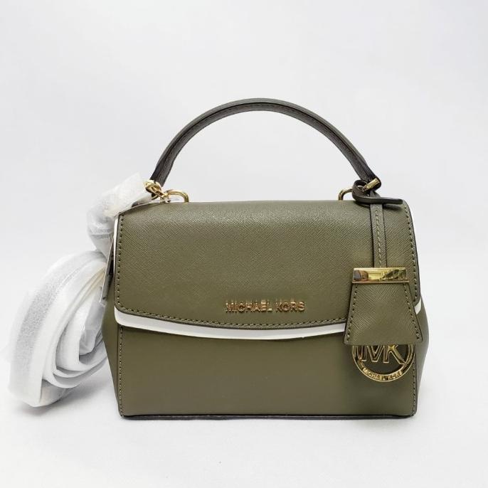 Ready MK Ava xs crossbody leather, olive 18,5x14x6cm.