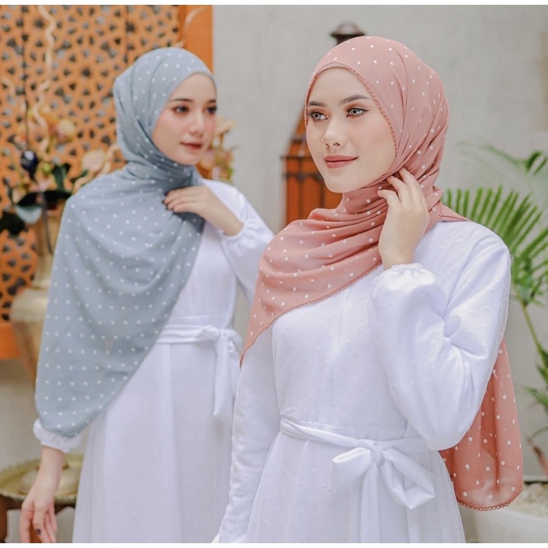 Koyu Hijab Pasmina Lace Polkadot Premium Hot Sale