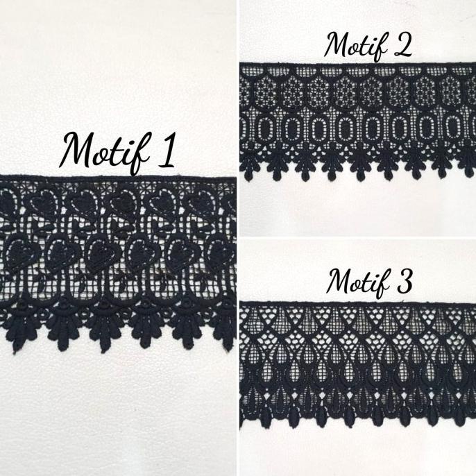 Renda Giper Bordir Lebar 12 cm - Hitam (15 yard)