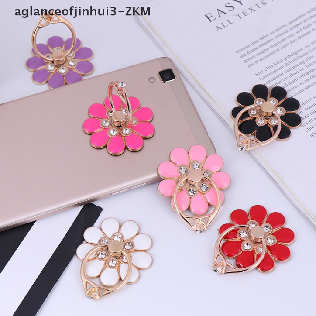 [AGID] Flower finger ring smartphone colorful metal stand holder phone holder stand  [zkm]