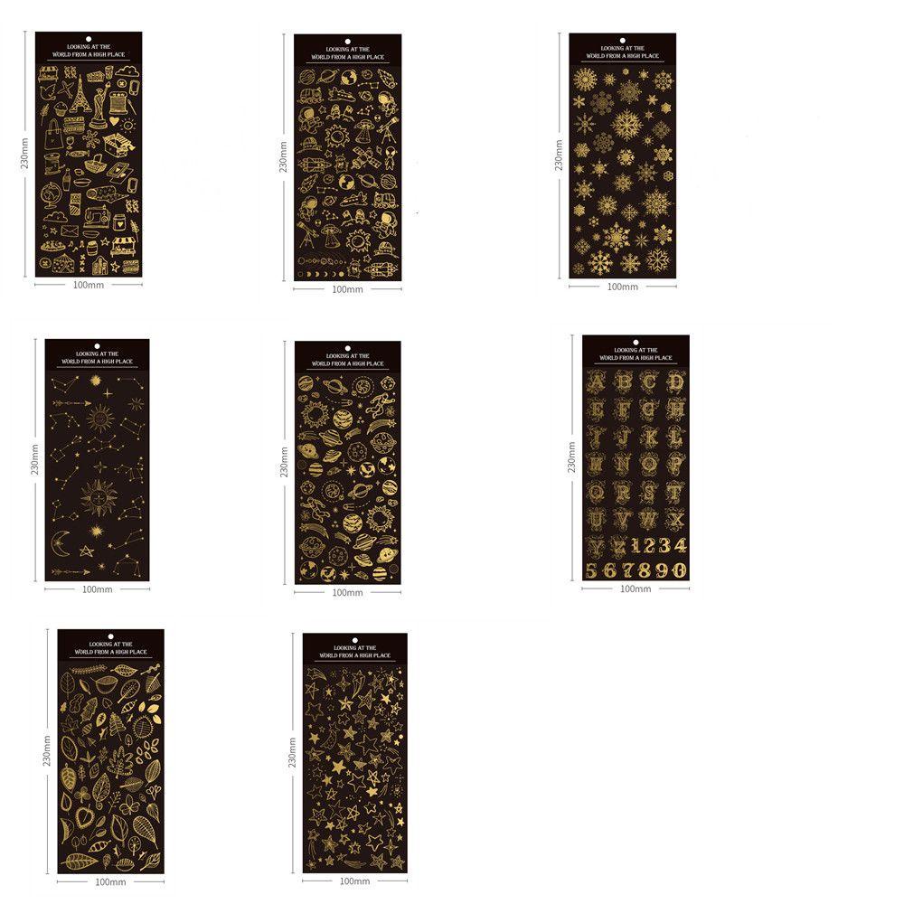 Solighter 1bag Golden Planet Dekorasi Stiker Stamping Seni Retro Handmade Untuk Diary Foto