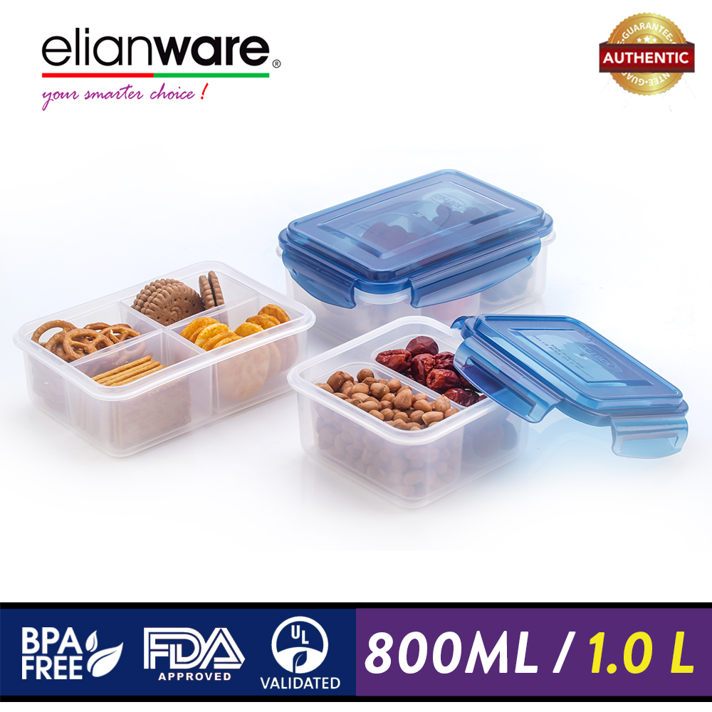 Elianware Ezy-Lock Compartments Microwavable Airtight Food Containers E-683/2 E-673/4