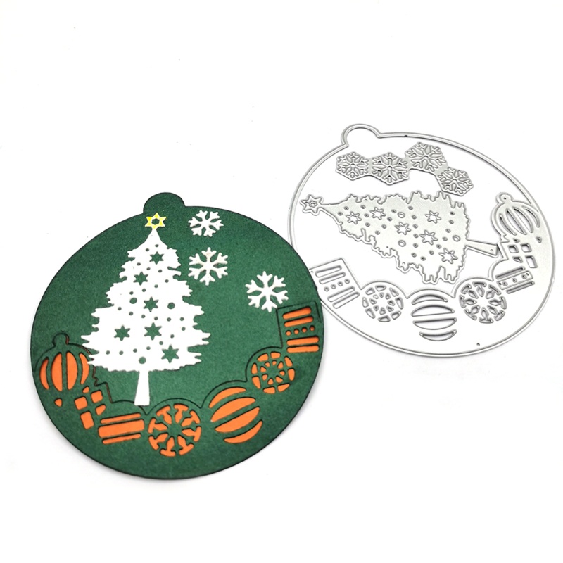 Cetakan Stensil Cutting Dies Motif Pohon Natal Snowflake Bahan Metal Untuk Scrapbook / Craft DIY