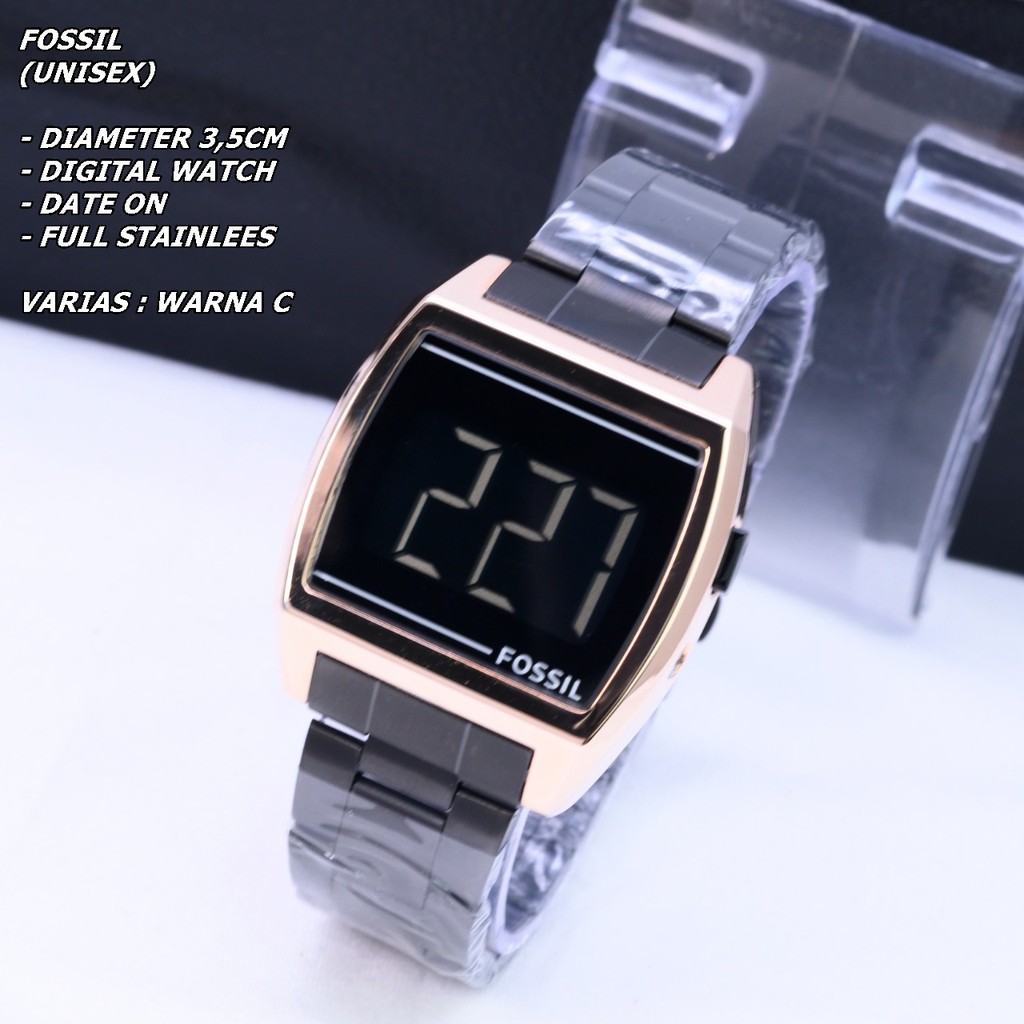 JAM TANGAN UNISEX FASHION RANTAI BODY SEGI TANGGAL AKTIF