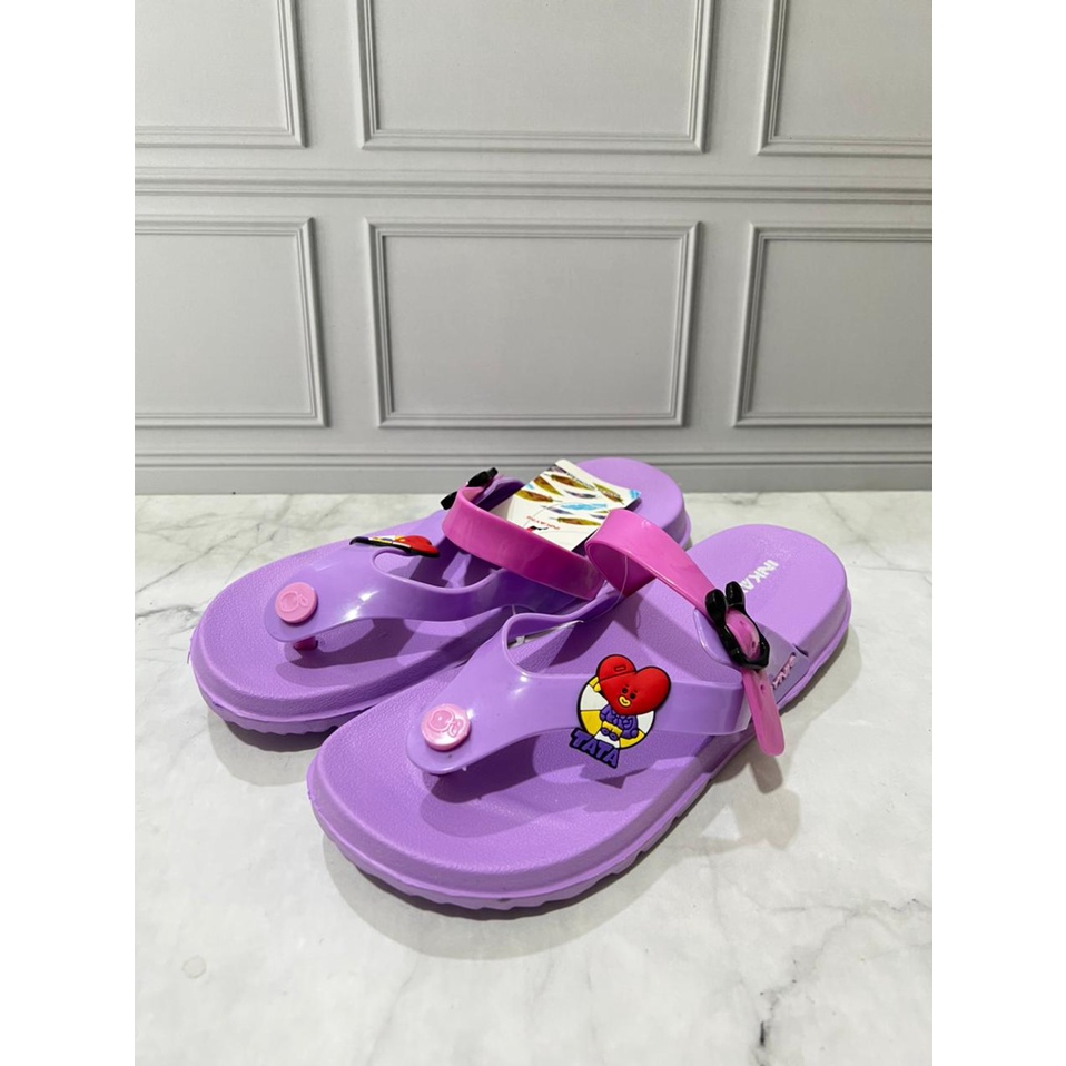 YK3016-1 Sandal Jepit Anak Perempuan / Cewek Tanggung Motif BT21 Merek Inkayni Ukuran 30-35