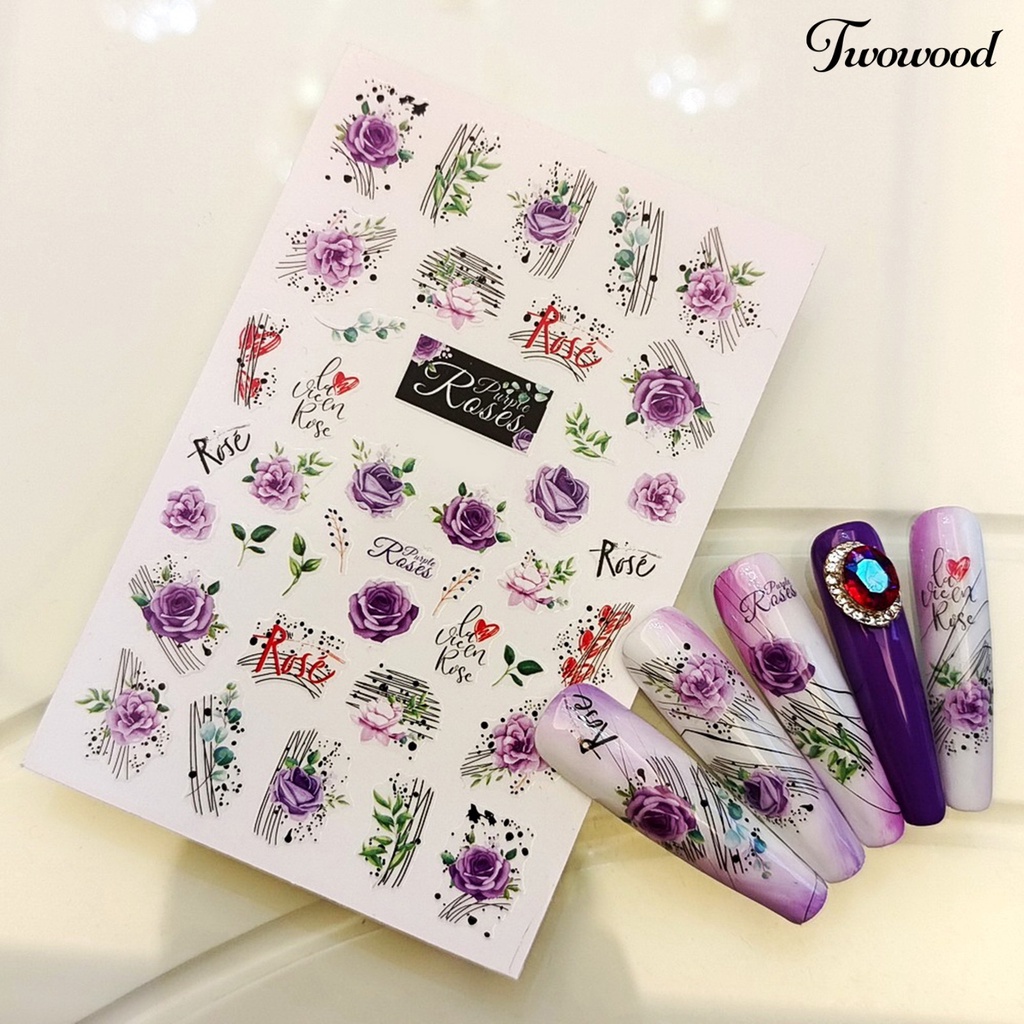 12 Pcs Stiker Kuku Motif Bunga Butterfly 2D Untuk Manicure