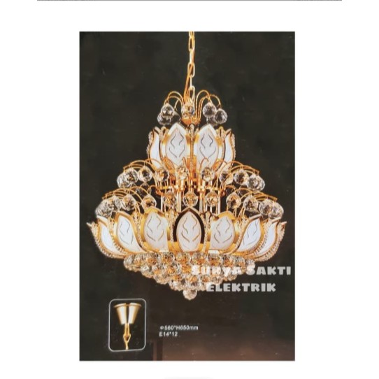 LAMPU GANTUNG KRISTAL MINIMALIS KLASIK EMAS BESAR MEWAH GOLD HIAS RUANG TAMU VOID