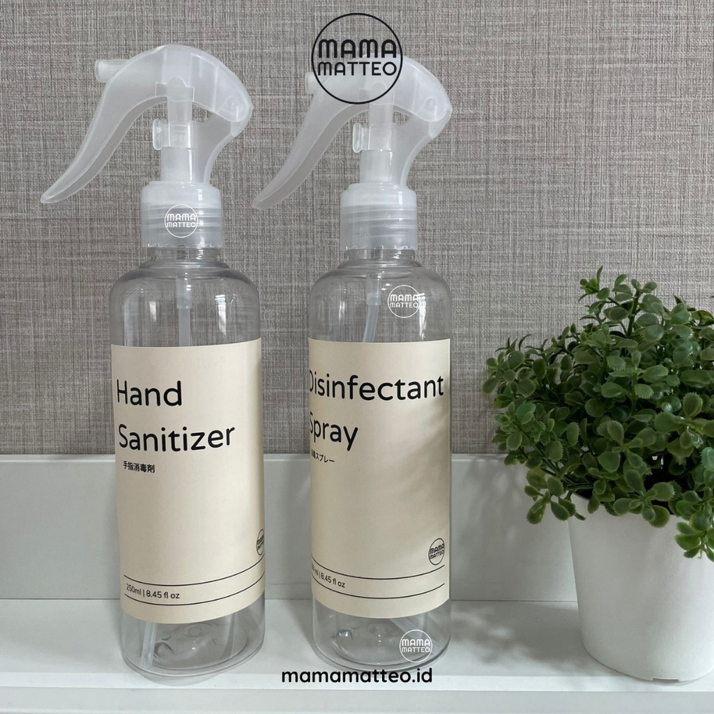 BOTOL SPRAY TRAVEL / plastik refill size bening kosong / hand sanitizer disinfektan 250ml